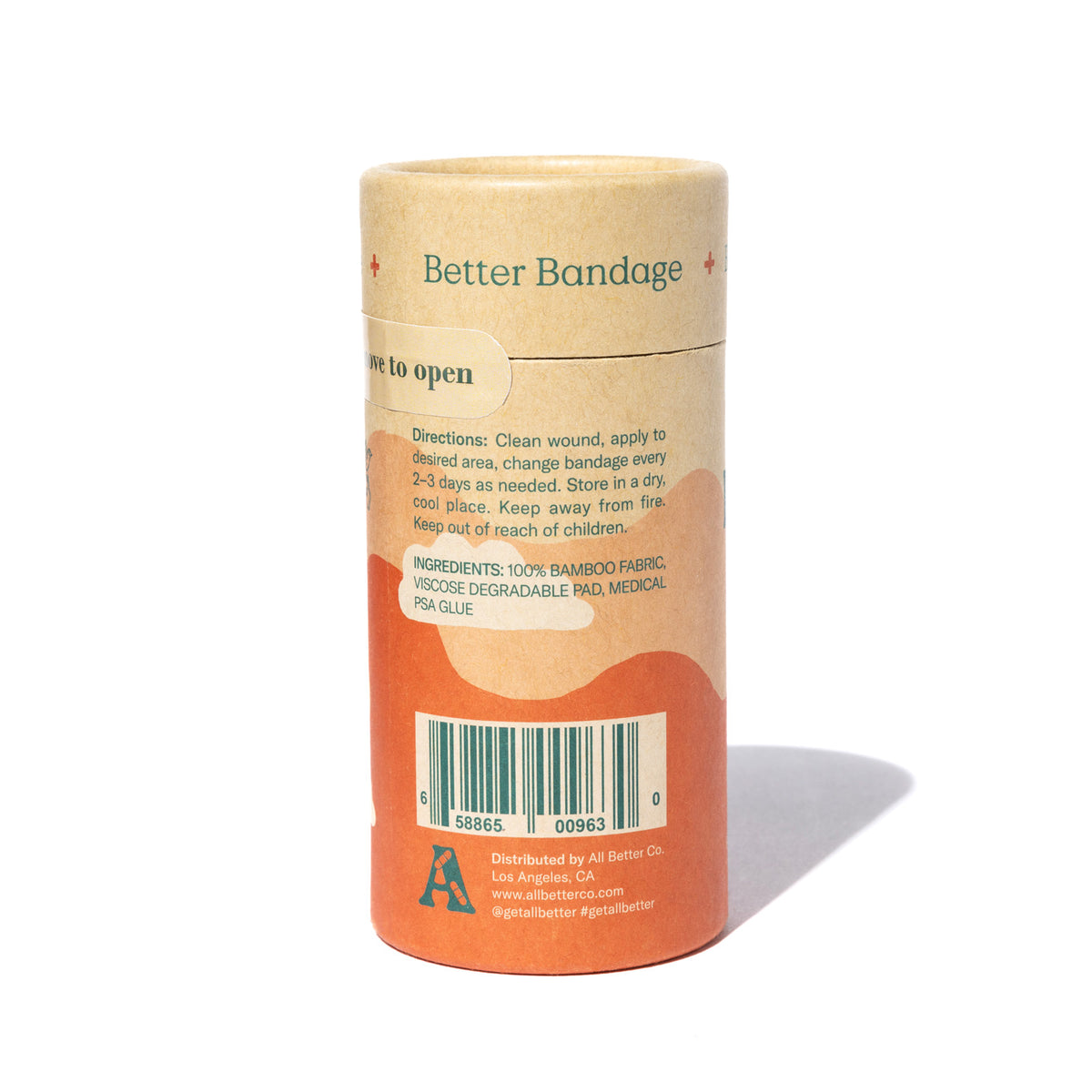Back of the packaging of better bandages
