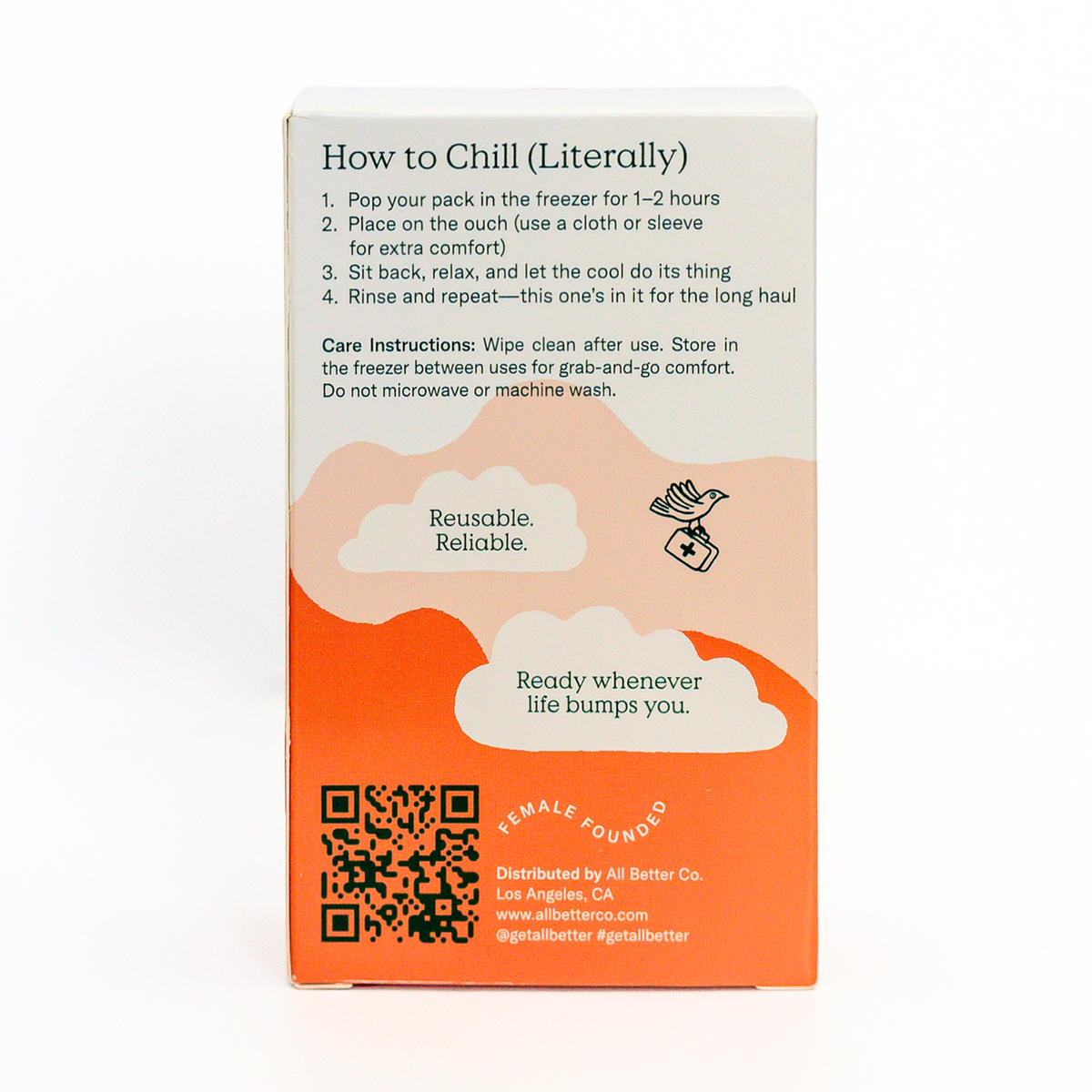 Product packaging with instructions and branding on a white background