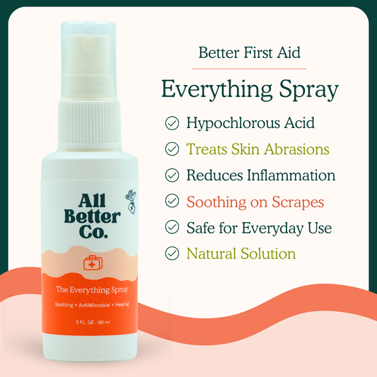 All Better Co. Everything Spray bottle with product features on a white background